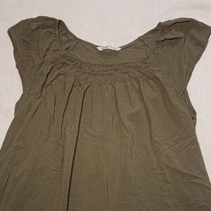 Plus Size XXL Cap Sleeve Swing Peasant Blouse Old Navy Army Green